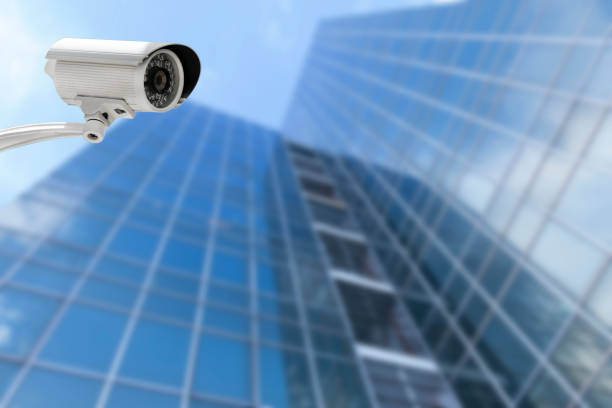 istock Security CCTV camera with building in urban. 835844774