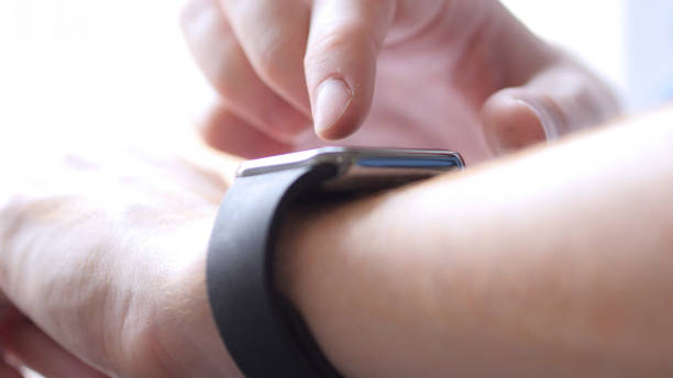 istock Close Up of Hand using Smartwatch, Gadget 835845830