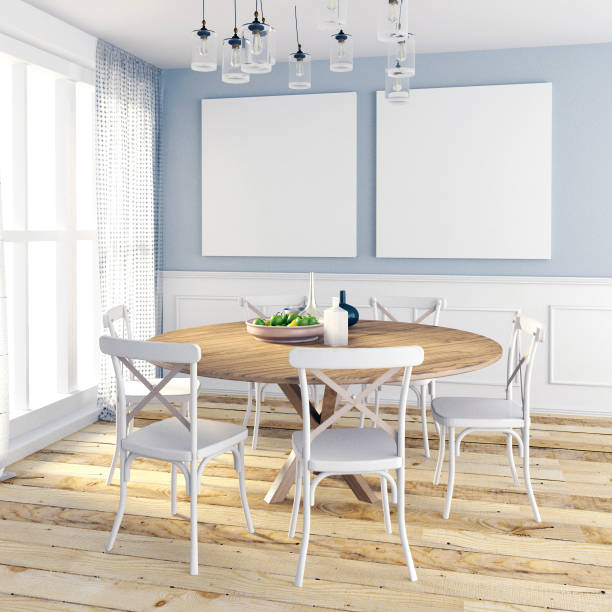 istock Mock up poster in interior dining area. living room hipster style. 835846362