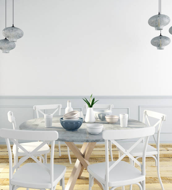 istock Mock up wall in interior dining area. living room hipster style. 835846402