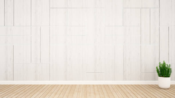 istock plant and white wall decoration in empty room for hall or reception artwork- 3D Rendering 835849180