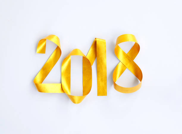 istock Realistic gold New Year 2018 numbers on white card 835849554