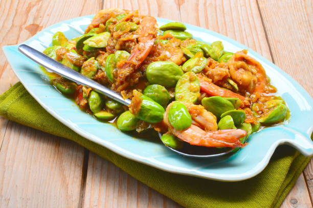 istock Stir-fried Stink Bean with Prawn, Asian Food 835852772