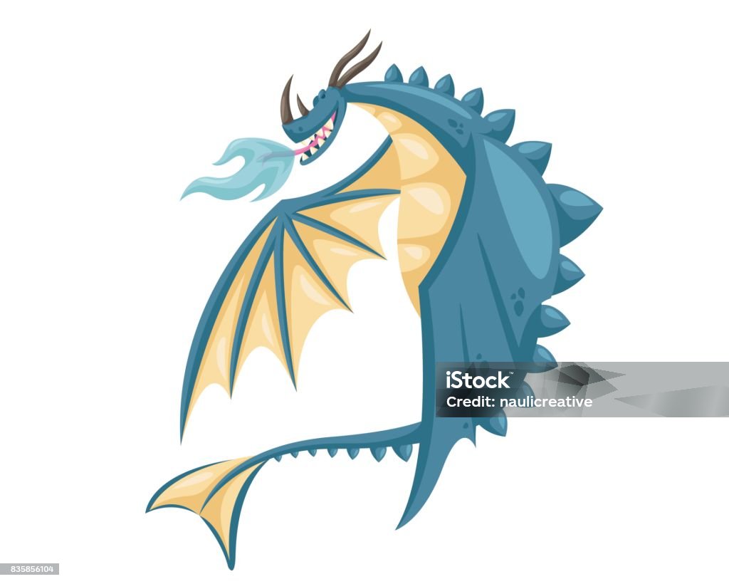 Cute Happy Flying Dragon Illustration Ancient Cute Dragon Illustration Character, Suitable for Children Product, Print, Logo, Game Asset, And Other Children Related Occasion. Dragon stock vector