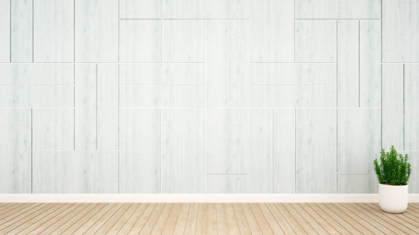 istock plant and blue wall decoration in empty room for hall or reception artwork- 3D Rendering 835856218