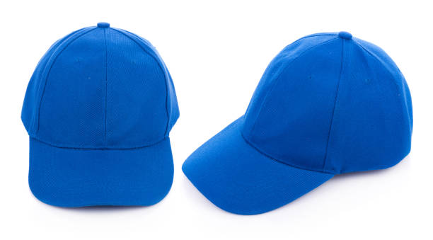 chapéu azul, isolado no fundo branco - baseball cap hat merchandise nature - fotografias e filmes do acervo