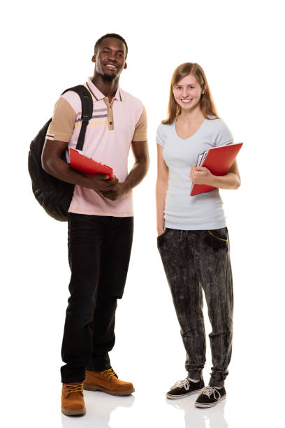 two university student - full length clipboard african ethnicity black imagens e fotografias de stock