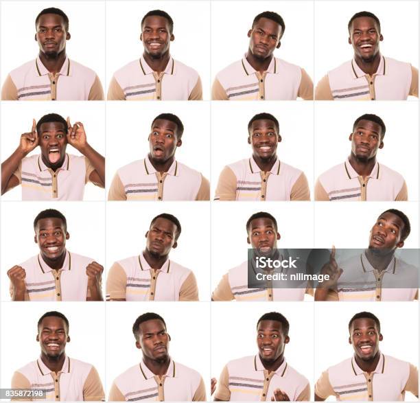 Making Facial Expressions Stock Photo - Download Image Now - Facial Expression, Multiple Image, Men