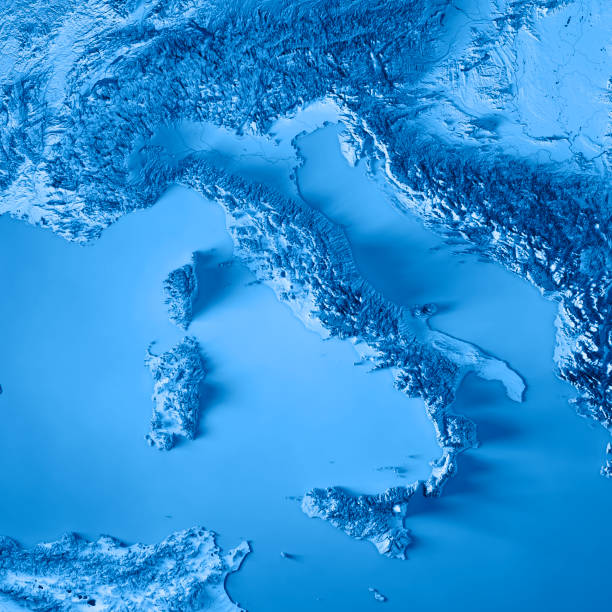 istock Italy Country 3D Render Topographic Map Blue 835872504