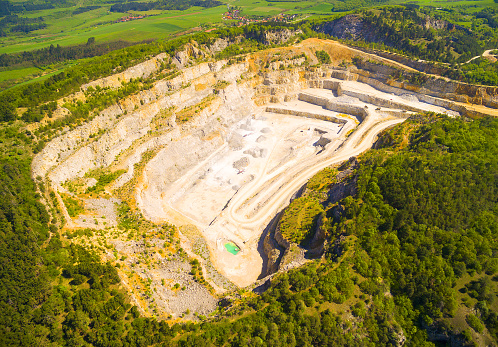 Aerial view of open cast mine. Industrial landscape.