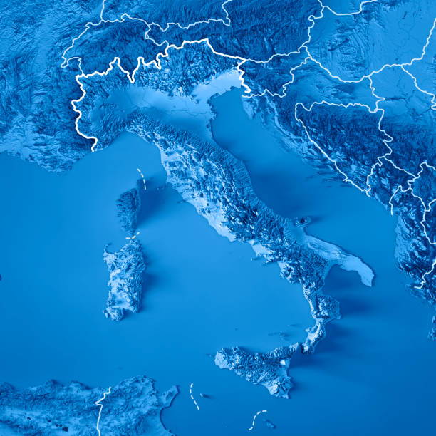 istock Italy Country 3D Render Topographic Map Blue Border 835874950