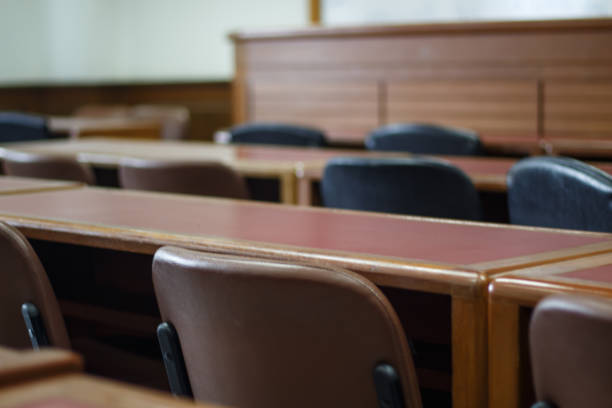 istock Lecture room with empty seats Business seminar education 835876138