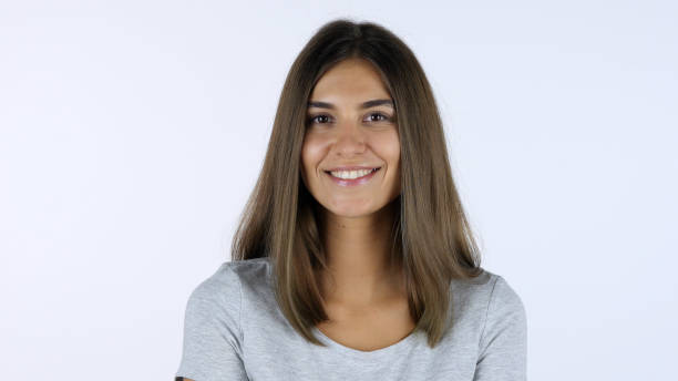 istock Smiling Beautiful Girl, White Background in Studio 835879286