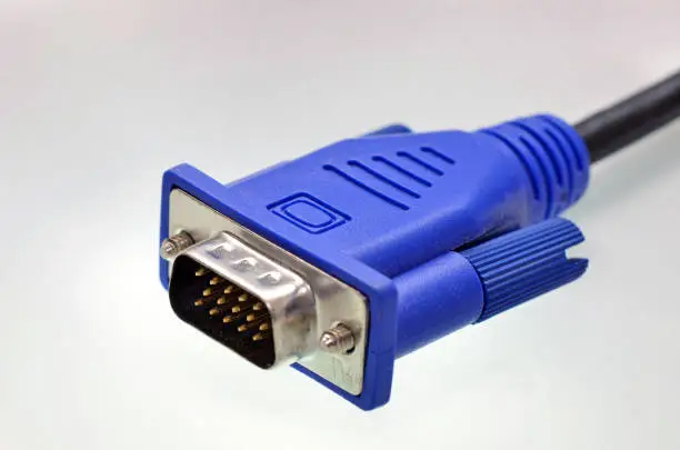 Close up blue VGA cable