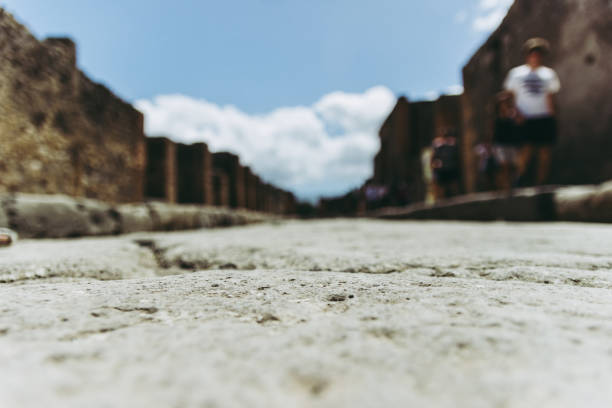 Ruins of Pompei, Naples, Italy. Street macro detail.