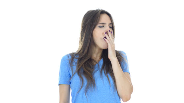istock Yawning Tired Beautiful Woman , Napping , White Background 835892864