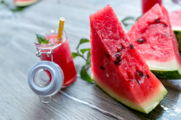 istock Fresh watermelon juice for health,Top view. 835895376