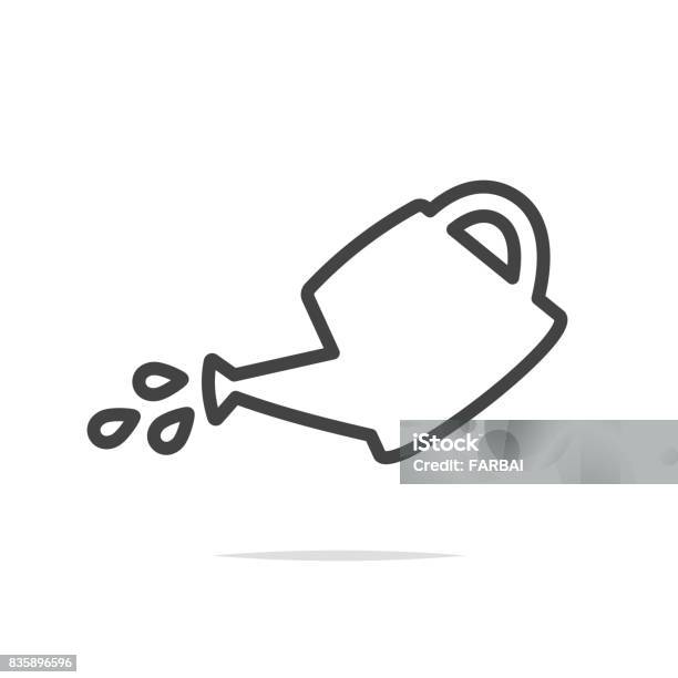 Watering Can Line Icon Vector Stock Illustration - Download Image Now - Black Color, Can, Clip Art