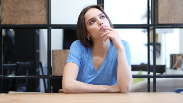 istock Thinking, Pensive Beautiful Brunette Woman, Indoor 835896938