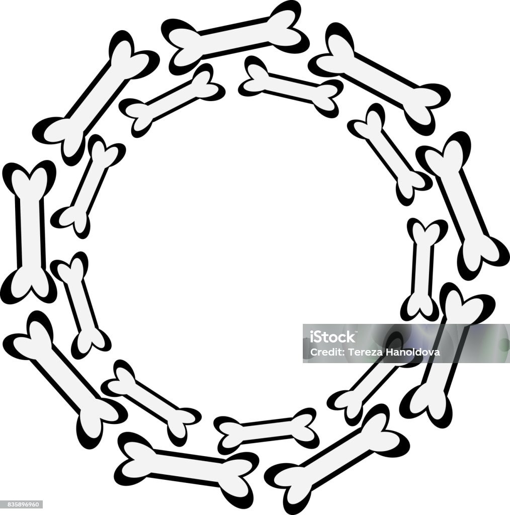 Dog bone in ring on white background. Vector illustration. Anatomy stock vector