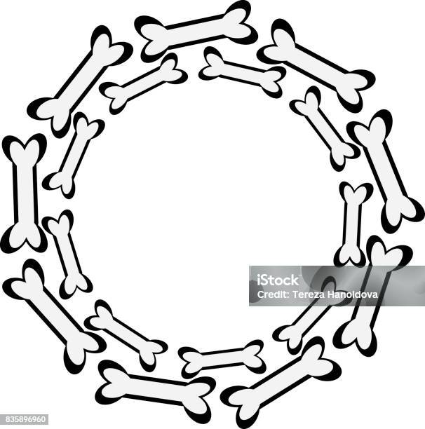 Dog Bone In Ring On White Background Vector Illustration Stock Illustration - Download Image Now