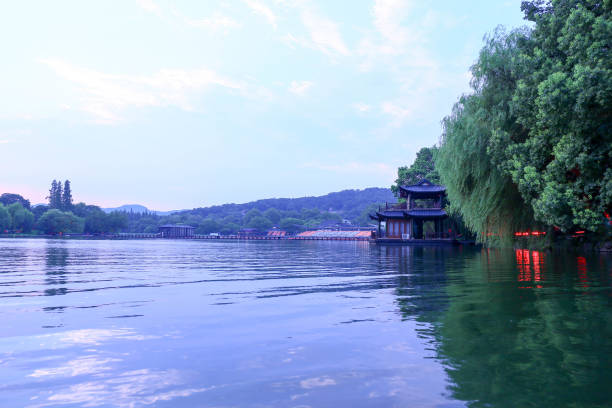 West Lake is located in the south-west of Hangzhou.