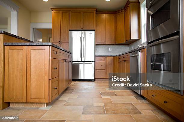 Kitchen In Newly Constructed House Stock Photo - Download Image Now - Tiled Floor, Home Interior, Domestic Life