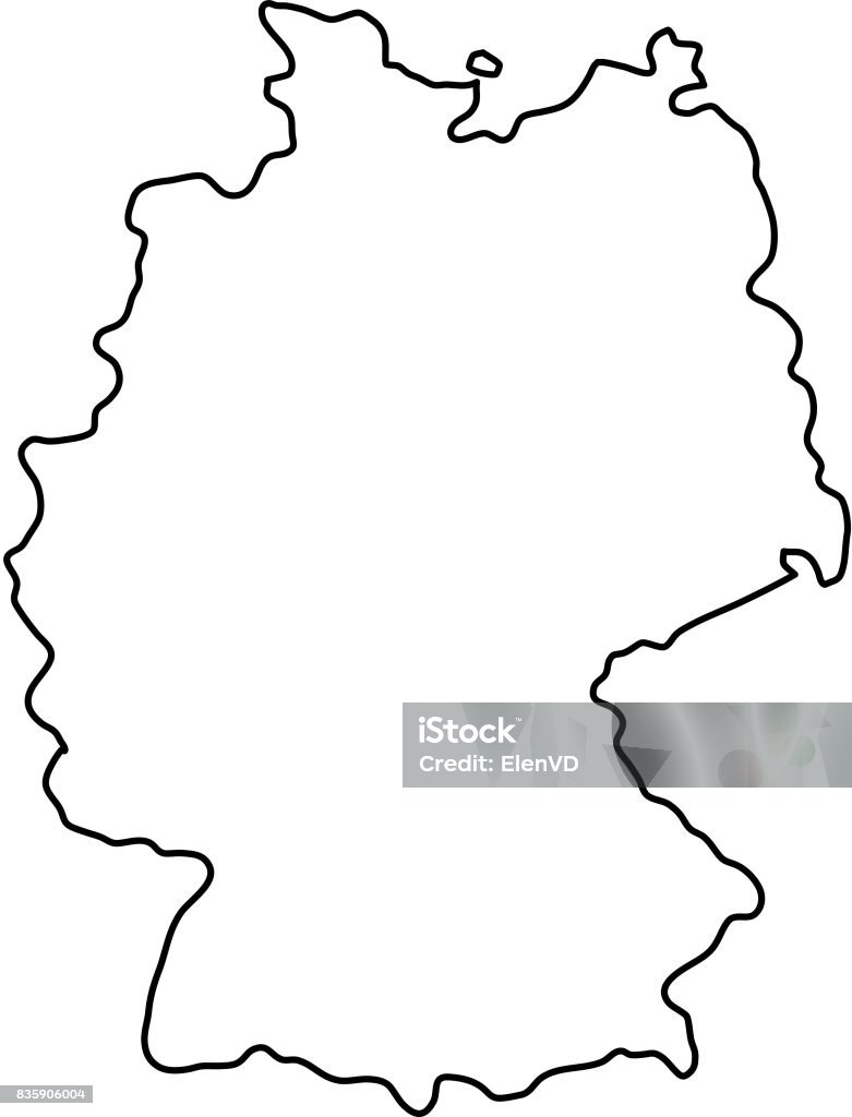 Allemagne carte des courbes de contour noirs d’illustration vectorielle - clipart vectoriel de Allemagne libre de droits