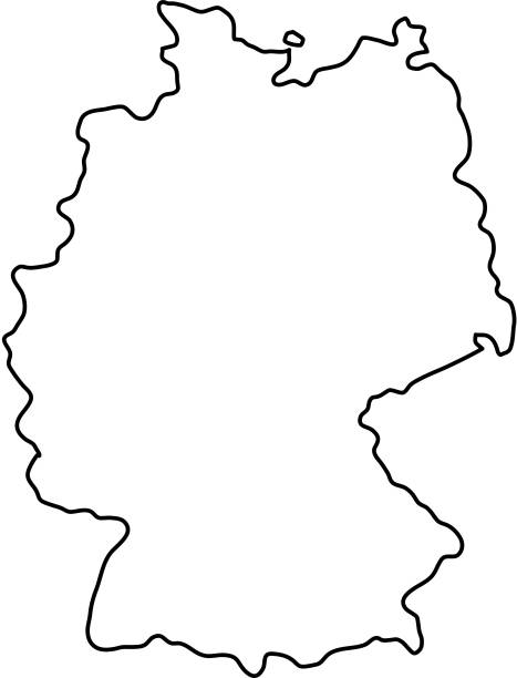 illustrazioni stock, clip art, cartoni animati e icone di tendenza di mappa tedesca delle curve di contorno nero dell'illustrazione vettoriale - germania
