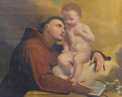 Painting depicting Saint Anthony of Padua in the Cathedral of San Vigilio in Trento, Trentino, Italy