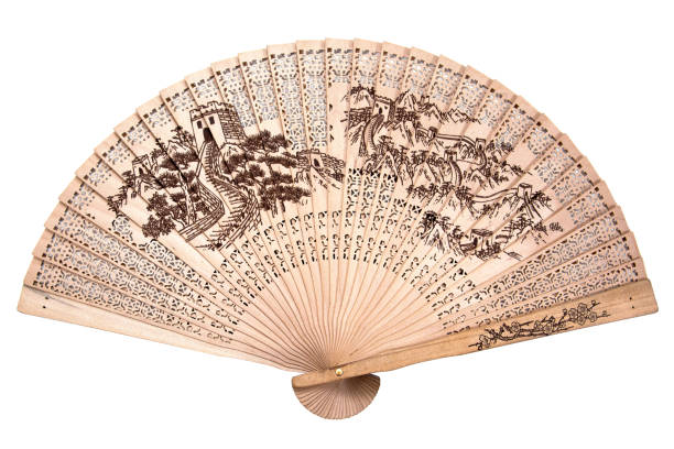 istock Chinese wood fan isolated on white background 835910112