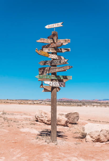 Moab, Utah, USA - July 01, 2017: old road sign in the Moab desert, ancient ranch in the vicinity of the city of Moab, Utah, USA. old road sign in the Moab desert. Life in the Wild West of the USA. Attractions of the State of Utah