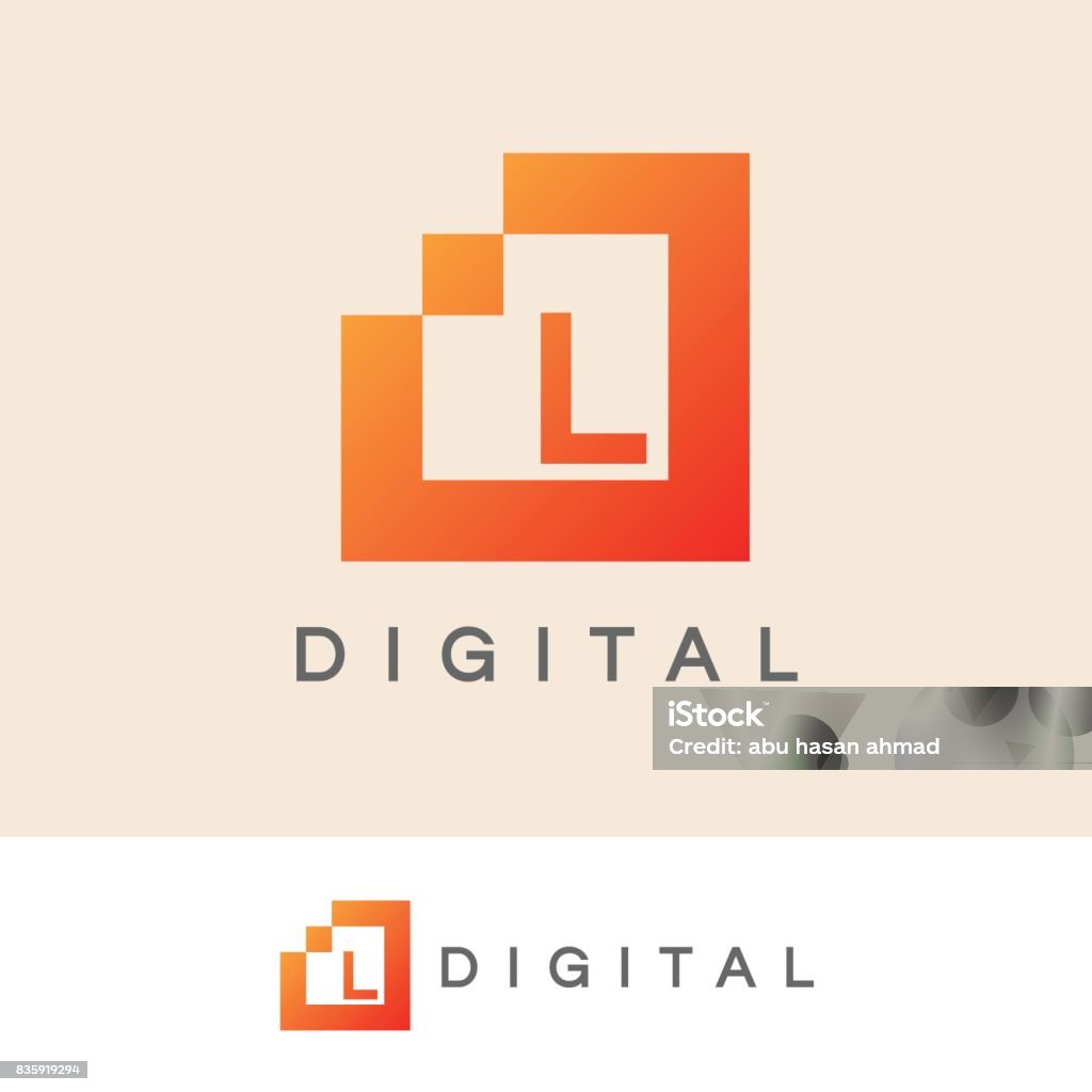 digital initial Letter L icon design icon template with digital pixel element Abstract stock vector