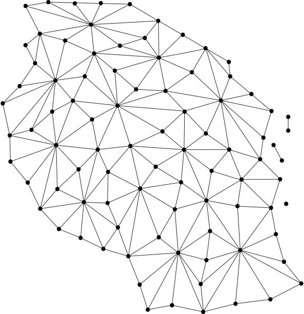 istock Tanzania map of polygonal mosaic lines network, rays and dots vector illustration. 835921900
