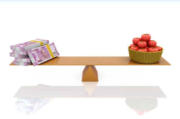 istock Indian Currency with Tomatoes 835922790
