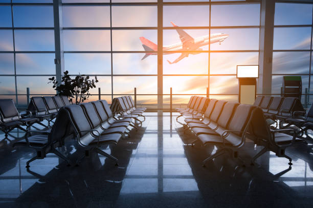 istock Airplane, view from airport terminal. 835923130