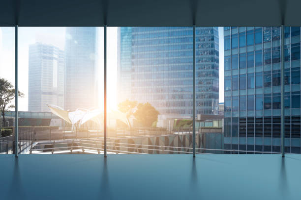 Glass wall in the office building