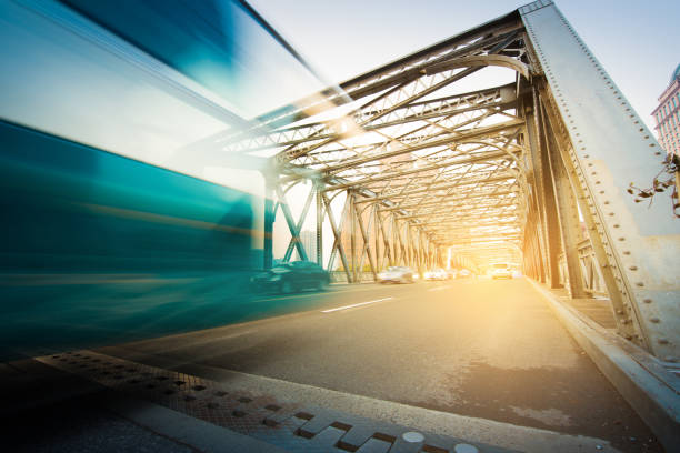 istock Bridges and high-speed driving truck 835943816