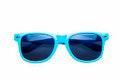 Studio shot on white background: blue sunglasses