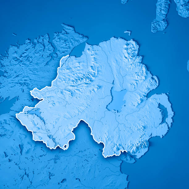 istock Northern Ireland Country 3D Render Topographic Map Blue Border 835952272