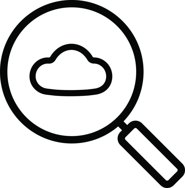 значок поиска облачного хранилища - illustration and painting magnifying glass glass searching stock illustrations