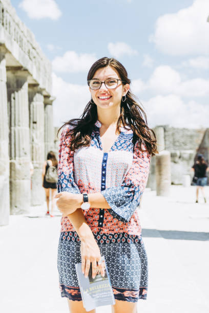 istock Beautiful girl in Pompei, Naples, Italy, smiling. 835958708