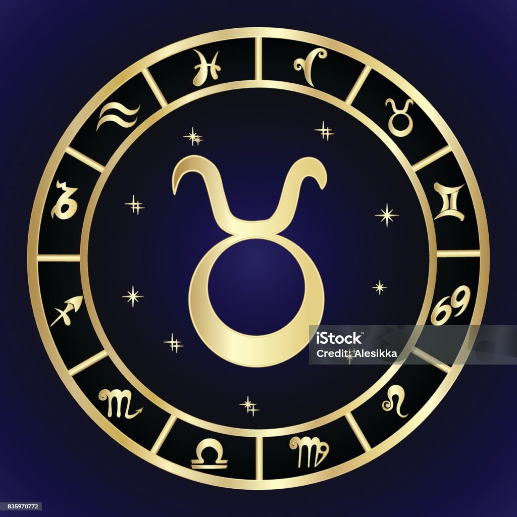 Cung Hoàng Đạo Kim Ngưu Trong Khung Hình Tròn Hình minh họa Sẵn có ...