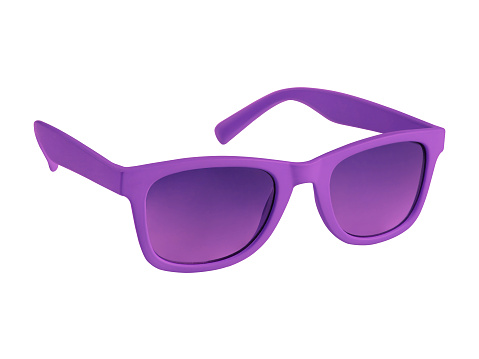 Violet sunglasses isolated on white