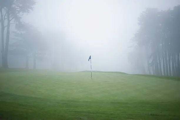 Photo of Flag on putting green on golf course