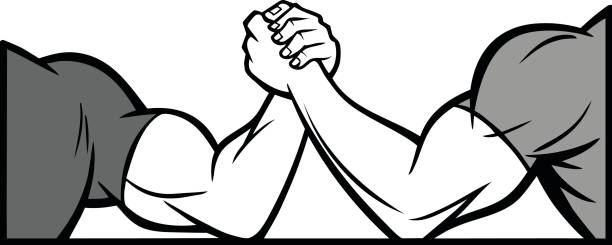 Arm Wrestling Illustration A vector illustration of a two men arm wrestling. arm wrestling stock illustrations