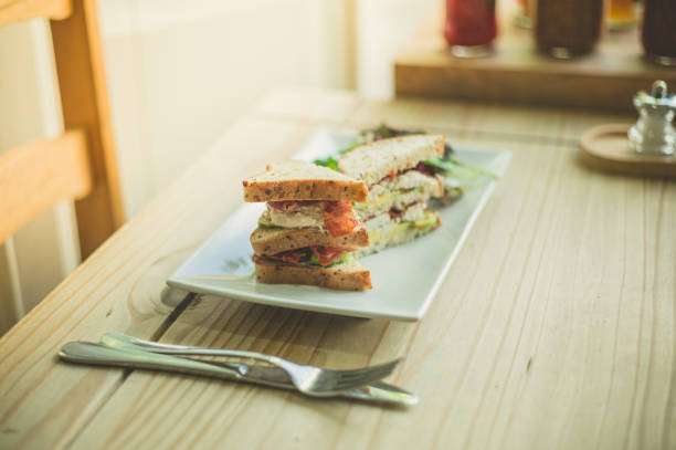 istock Plate with sandwich in cafe 835991508