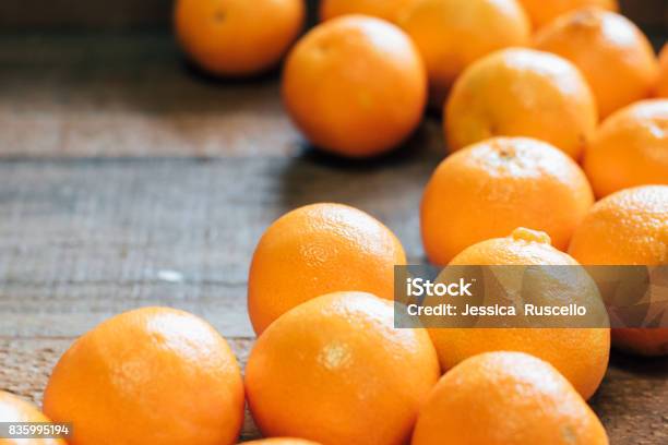California Locally Grown Organic Oranges In A Wooden Crate Stock Photo - Download Image Now