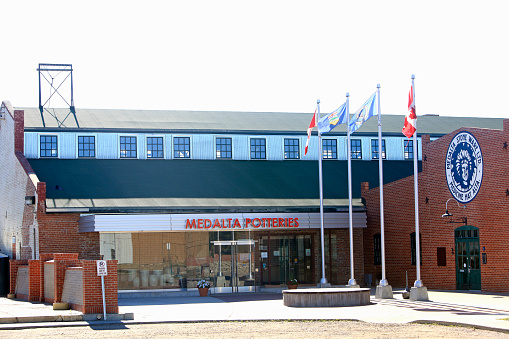 Medicine Hat,Alberta,Canada- July 16,2017: The Clay Museum in Medicine Hat is part of  the historic Clay district of  the early 1900's. Stoneware and Pottery ,factories and mills were located in this area.  Medalta Pottery and Museum is located in a century old brick structure.