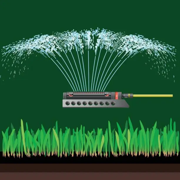 Vector illustration of Water sprinkler in action